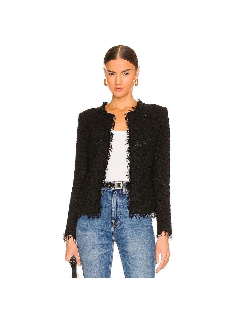 IRO Shavani Tweed Jacket Blazer Cardigan Black 40 US 6 Classic Staple Transition